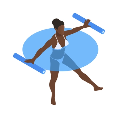 Water aerobics isometric icon with woman doing fitness in swimming pool 3d vector illustration