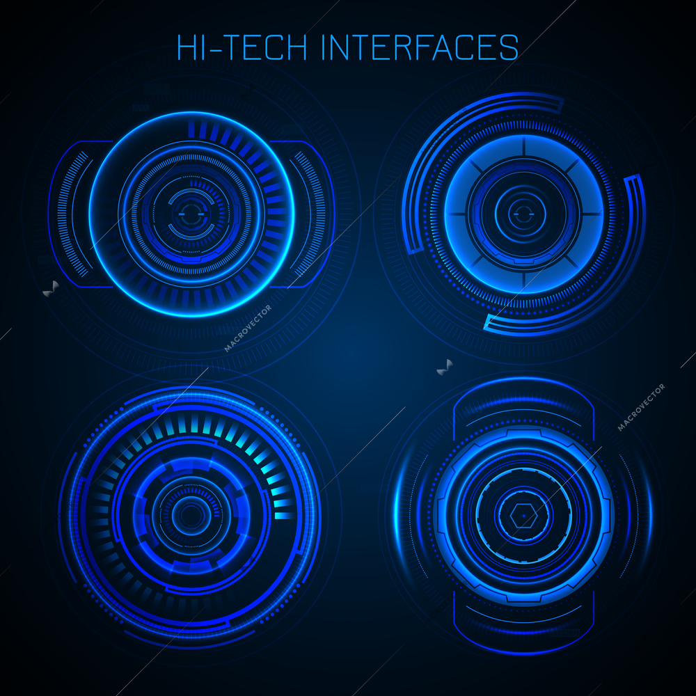 Futuristic HUD interface hi-tech dashboard digital circular elements vector illustration