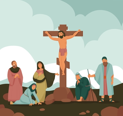 Christ bible story crucifixion composition the hill on which christ was crucified in jerusalem vector illustration