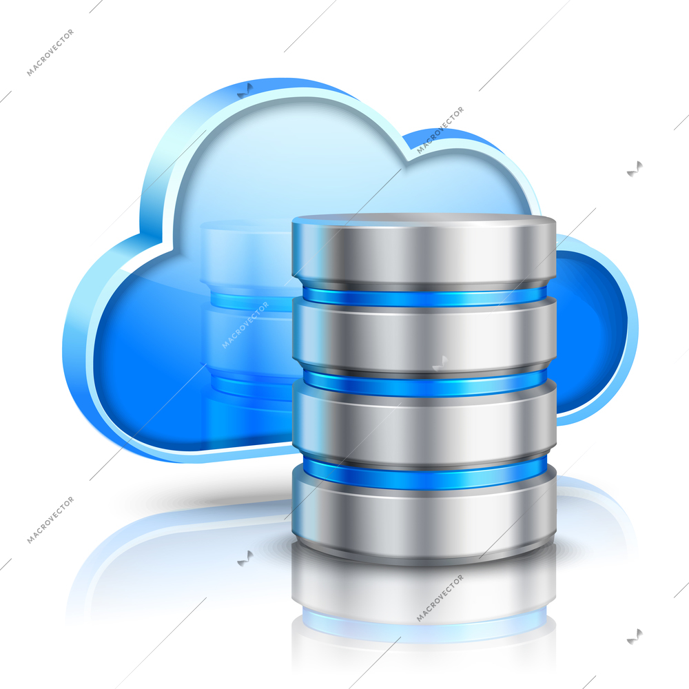 Network data server 3d cloud computing concept realistic vector illustration