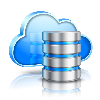 Network data server 3d cloud computing concept realistic vector illustration