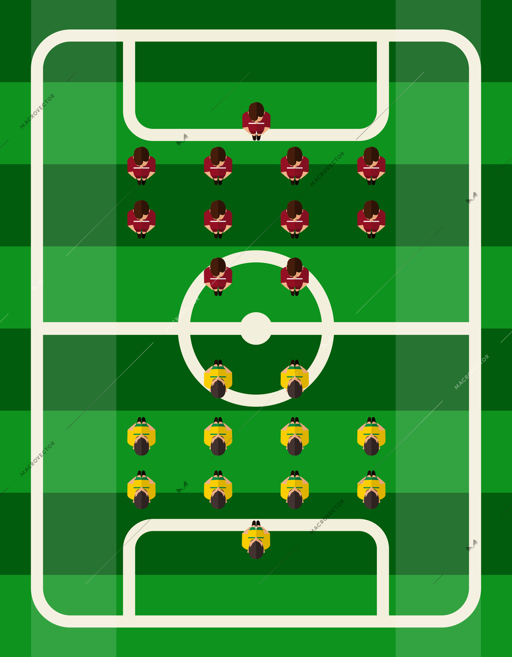 Soccer football stadium court top view competition with sport players vector illustration