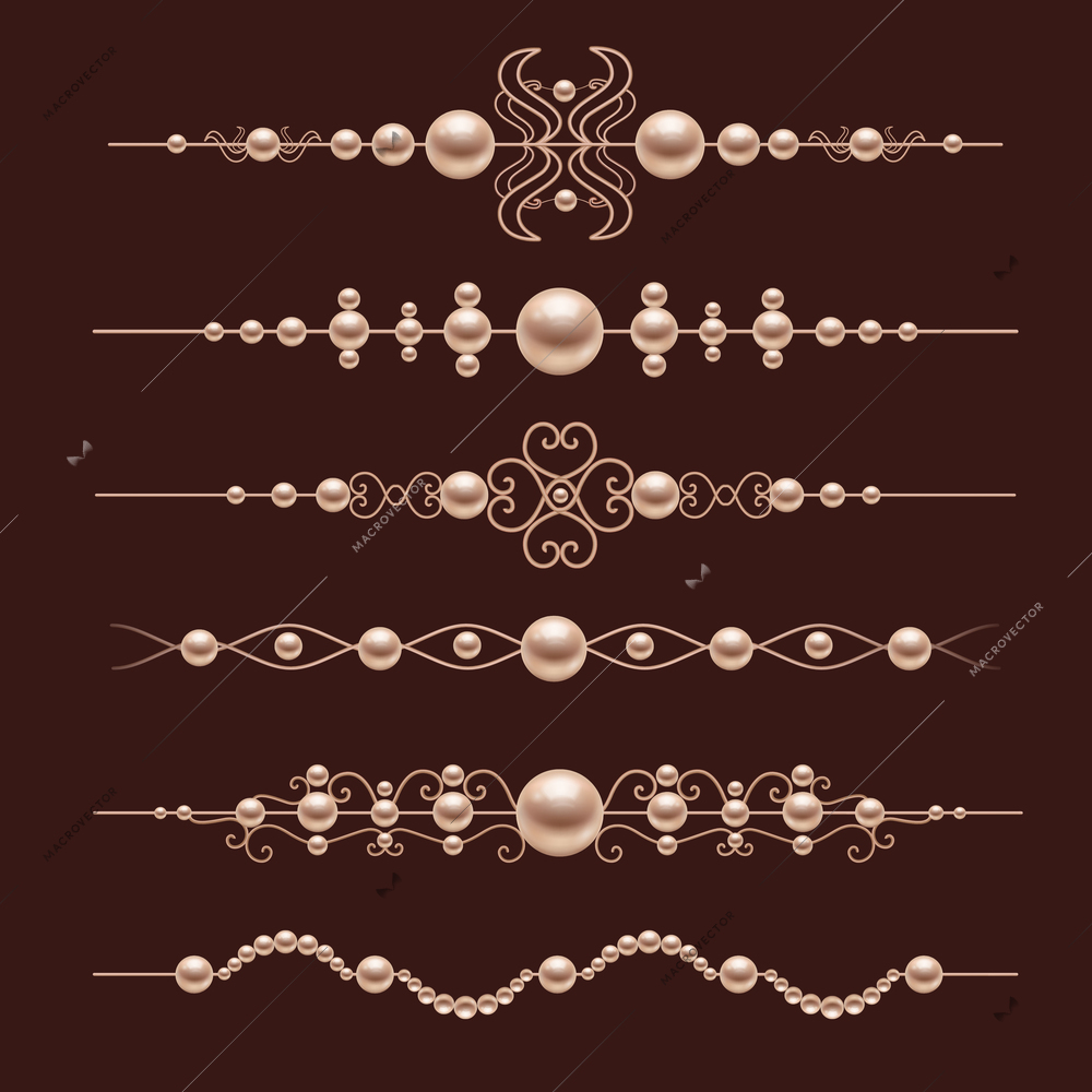 Classic feminine necklace jewel pearl dividers realistic isolated vector illustration