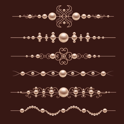 Classic feminine necklace jewel pearl dividers realistic isolated vector illustration