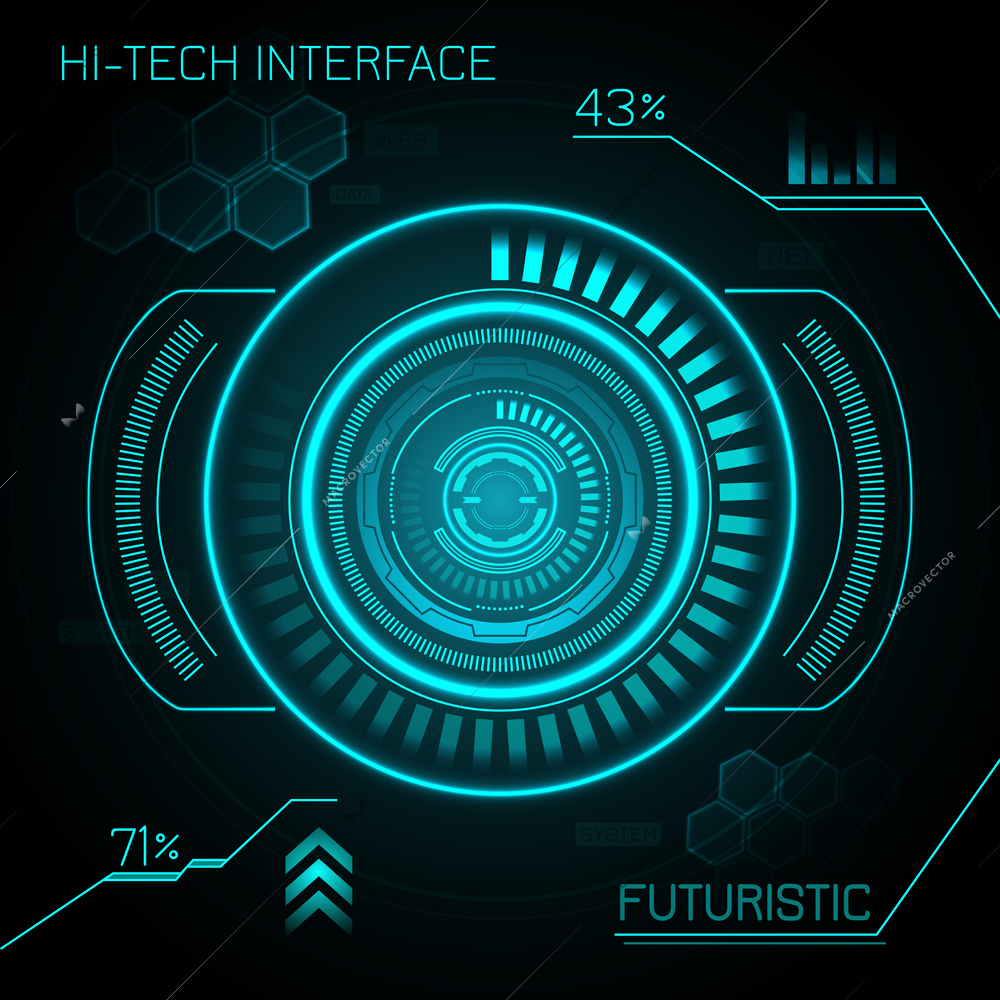 Hud hi-tech futuristic dashboard smart interface display background vector illustration