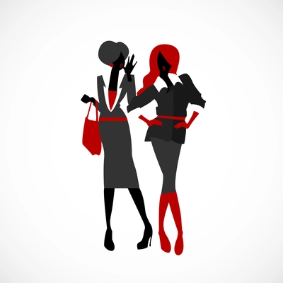 Office gossip of two fashion girls vector illustration