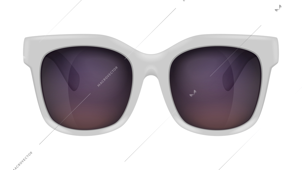 Realistic modern sunglasses with white frames vector illustration