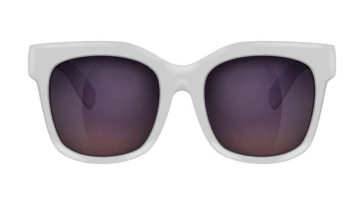 Realistic modern sunglasses with white frames vector illustration