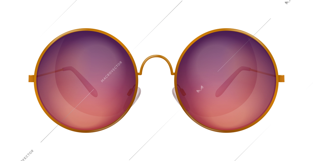 Trendy realistic sunglases with round lenses on white background vector illustration
