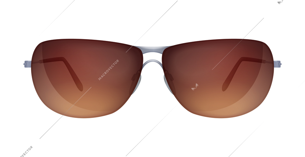 Modern aviator sunglasses on white background realistic vector illustration