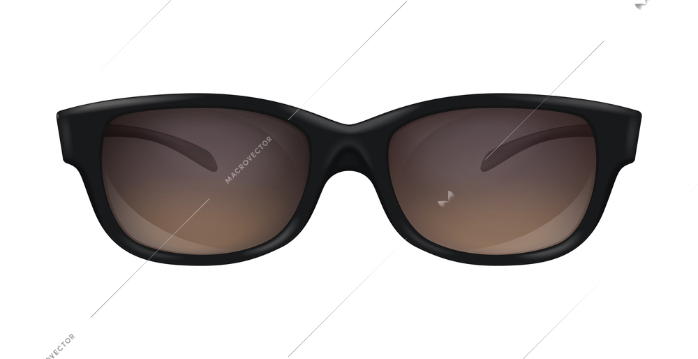 Fashionable sunglasses with black frames and lenses realistic vector illustration