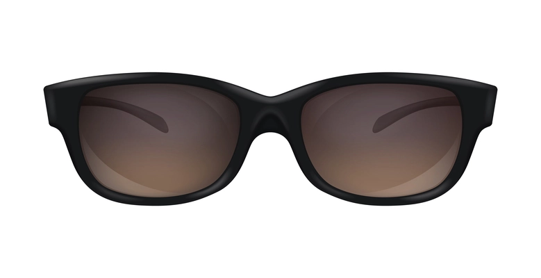 Fashionable sunglasses with black frames and lenses realistic vector illustration