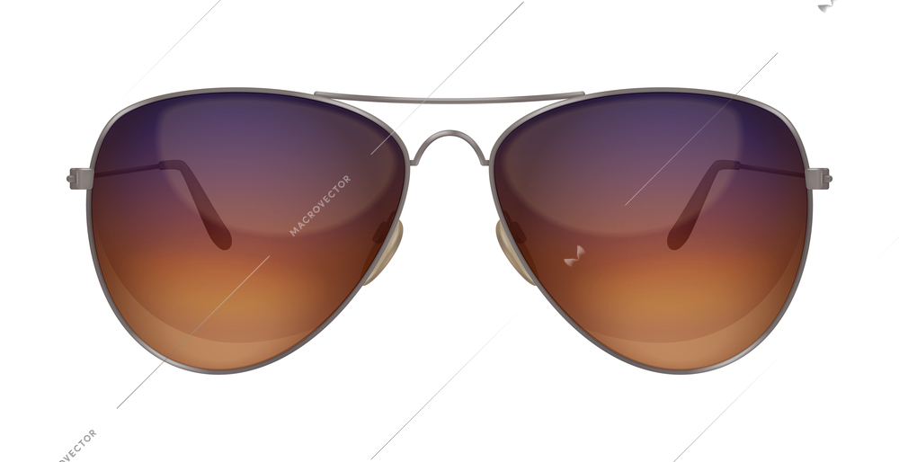 Realistic trendy aviator sunglasses on white background vector illustration