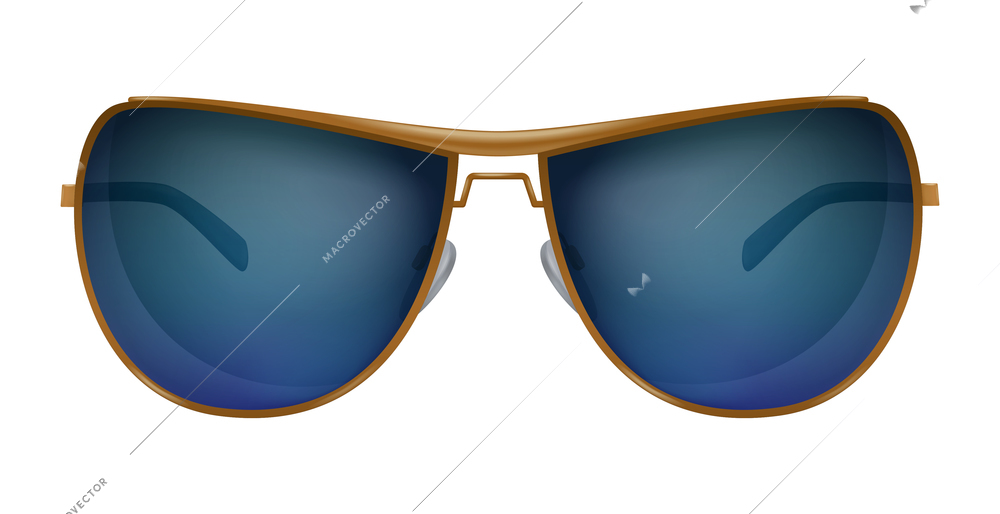 Trendy aviator sunglasses with blue lenses realistic vector illustration