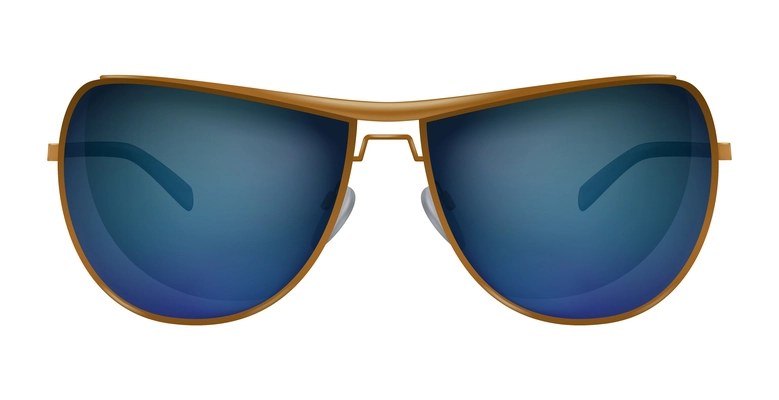 Trendy aviator sunglasses with blue lenses realistic vector illustration
