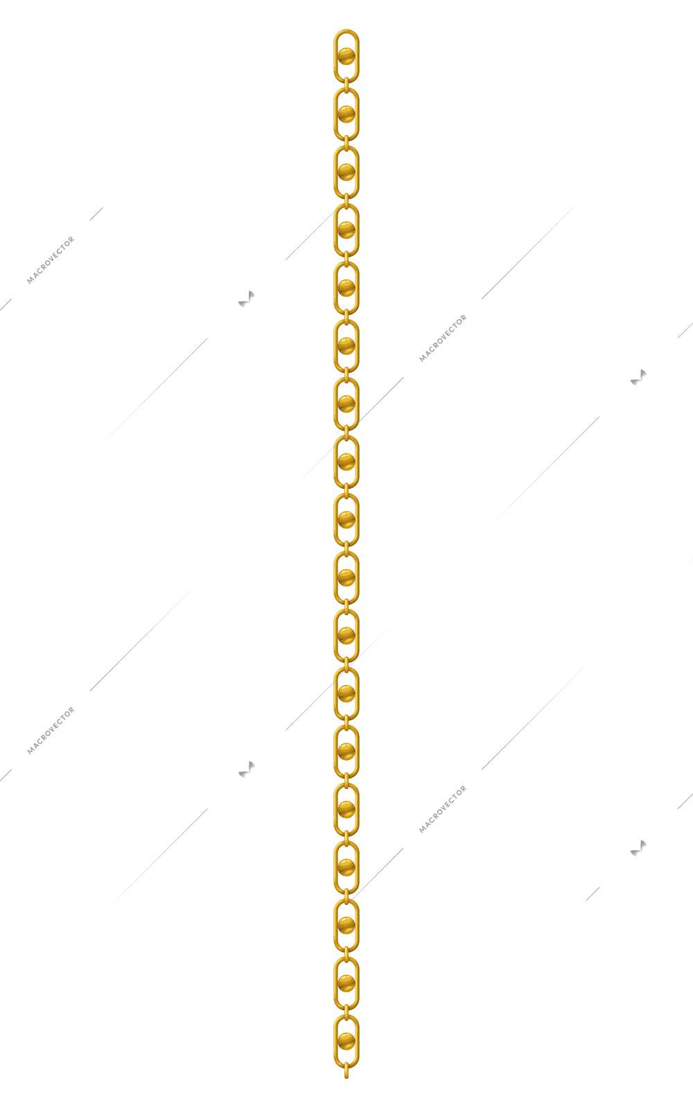 Metal golden chain belt on white background realistic vector illustration