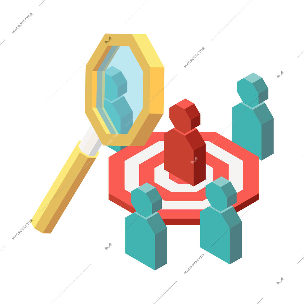 Converstion rate isometric concept with client targeting symbols 3d vector illustration