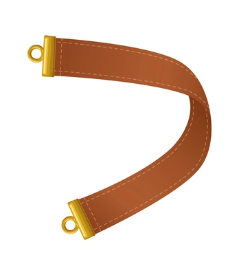 Realistic leather strap with golden metal elements vector illustration