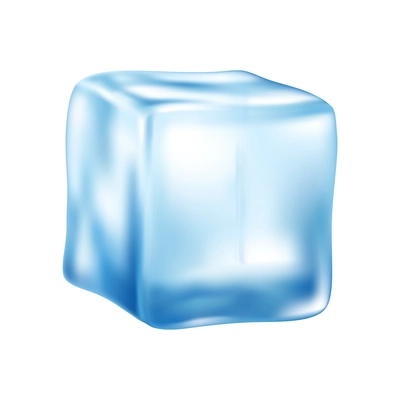 Realistic solid blue ice cube on blank background vector illustration