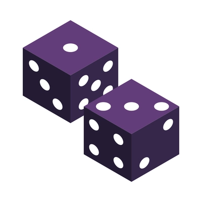 Two isometric dices for gambling and board games 3d vector illustration