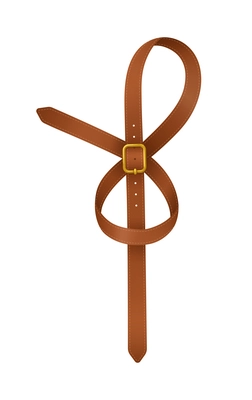 Realistic tied brown leather belt on white background vector illustration