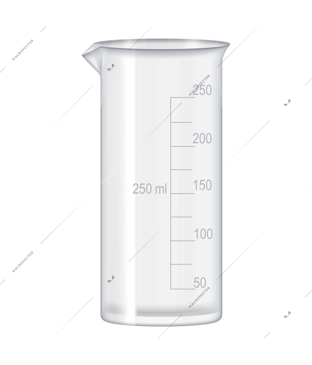 Empty laboratory glass beaker in realistic style vector illustration