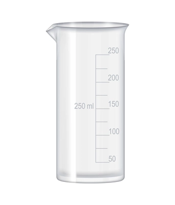 Empty laboratory glass beaker in realistic style vector illustration