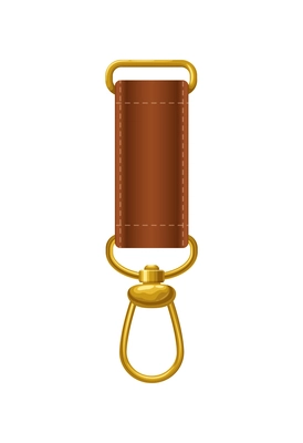 Realistic brown leather strap with golden clasp on white background vector illustration