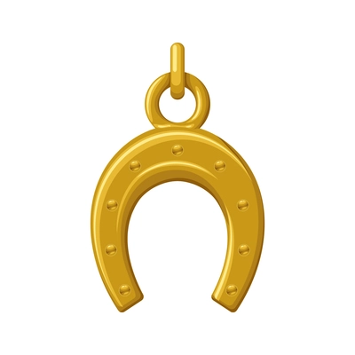 Realistic golden horseshoe pendant on white background vector illustration