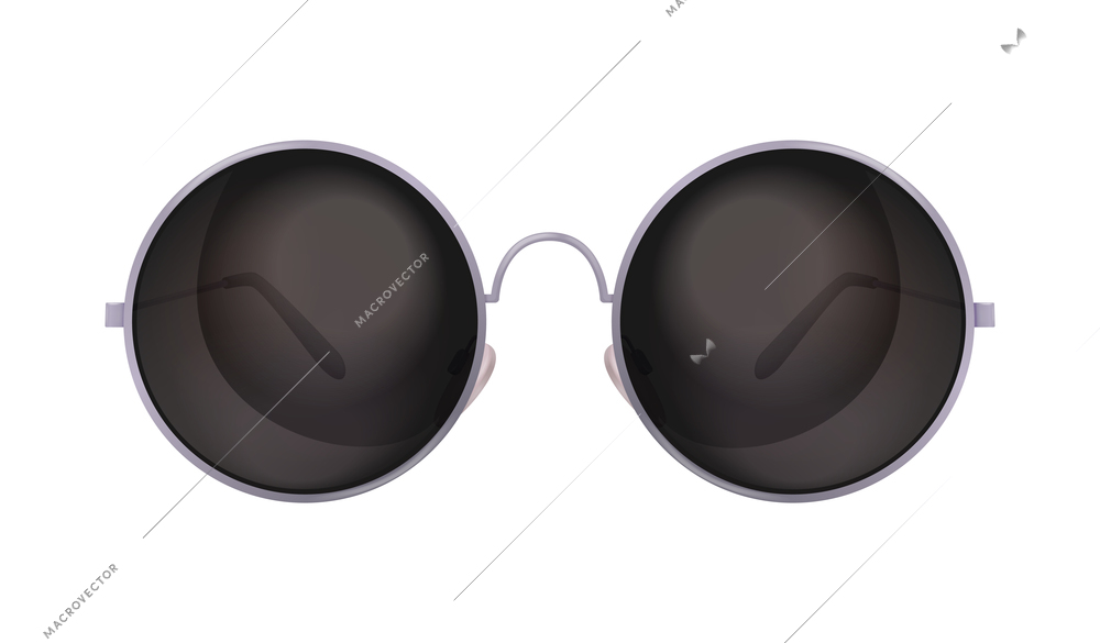 Modern sunglasses with round lenses on white background realistic vector illustration