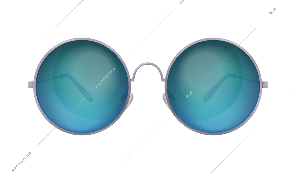 Realistic round shaped sunglasses with coloured lenses vector illustration