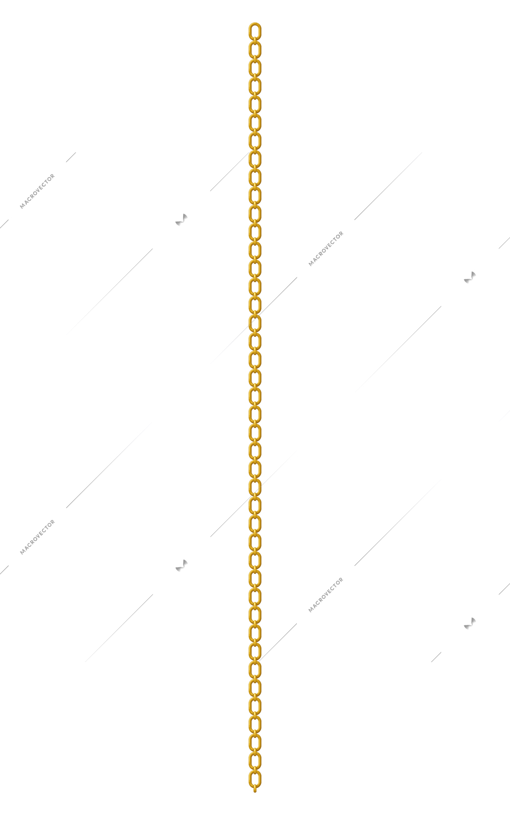 Realistic vertical golden chain belt on white background vector illustration
