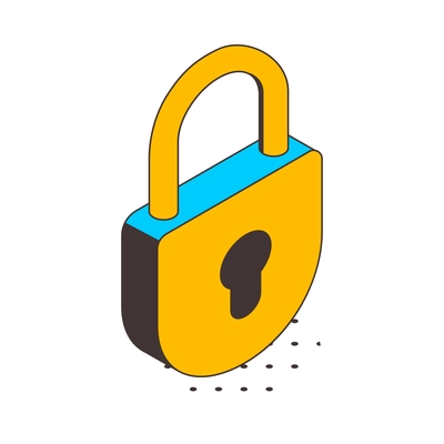 Internet security concept icon with 3d lock on white background isometric vector illustration
