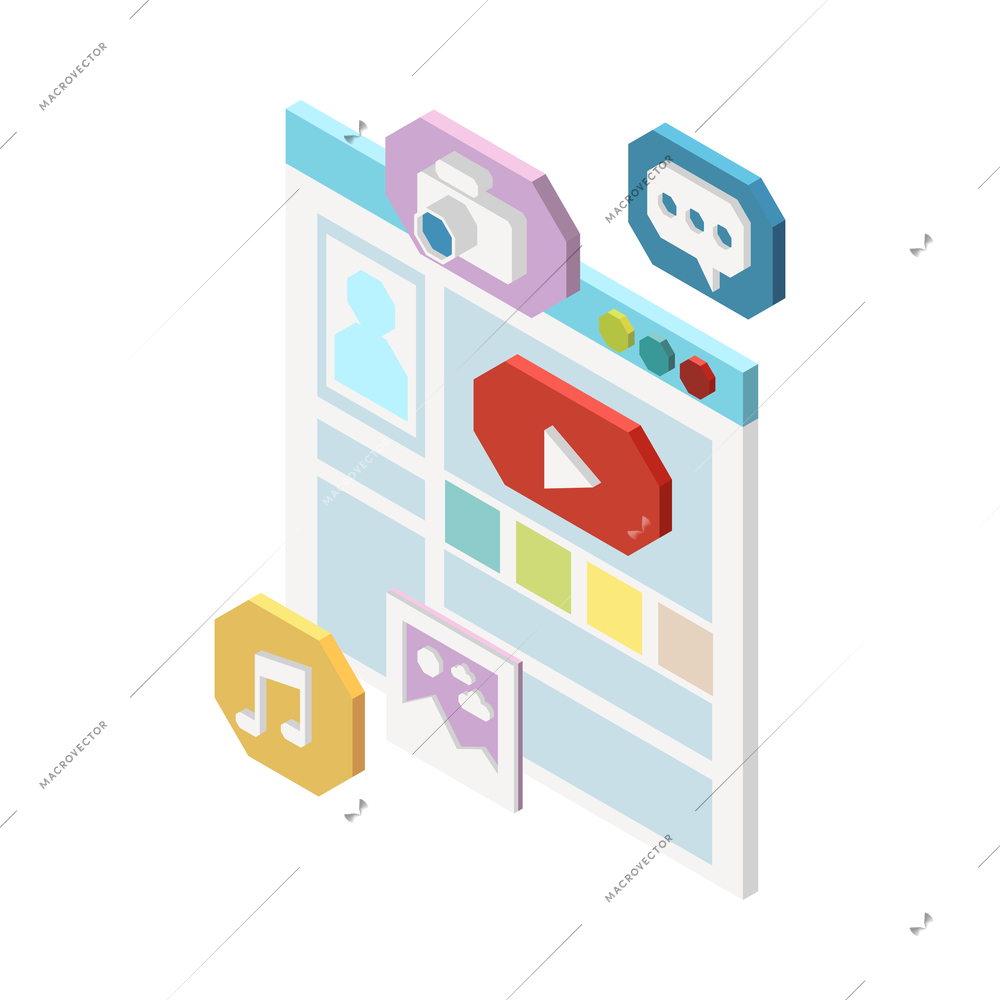 Conversion rate isometric concept with 3d app icons vector illustration