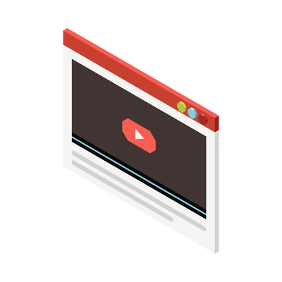 Video player with play button 3d isometric icon vector illustration