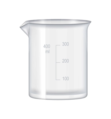 Realistic laboratory glassware empty beaker on white background vector illustration