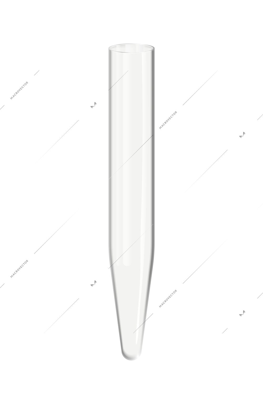 Realistic empty glass laboratory test tube vector illustration