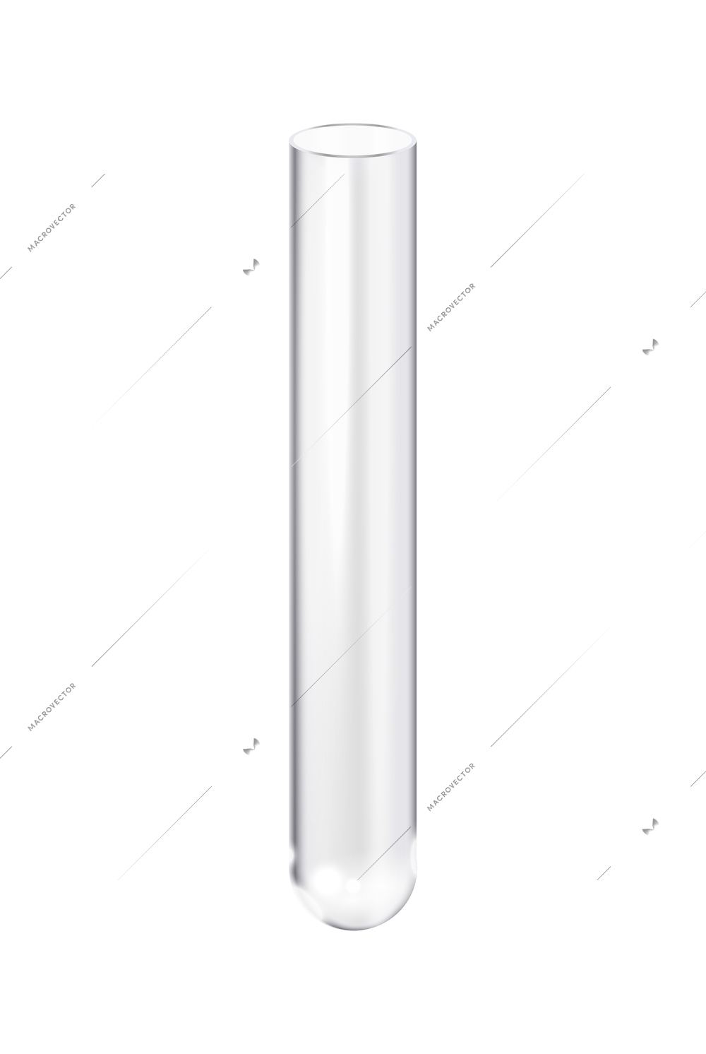 Realistic empty laboratory glass test tube on white background vector illustration