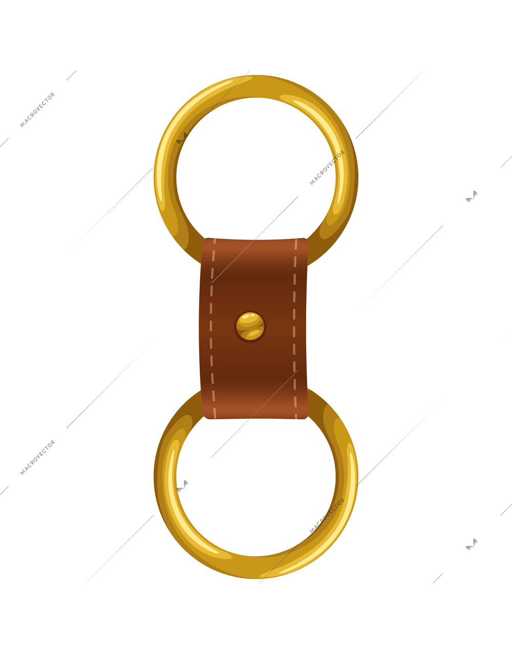 Realistic leather accessory with golden clasps vector illustration