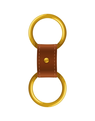 Realistic leather accessory with golden clasps vector illustration