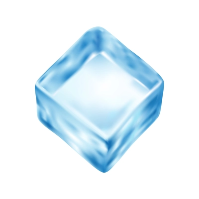 Realistic blue ice cube on white background vector illustration