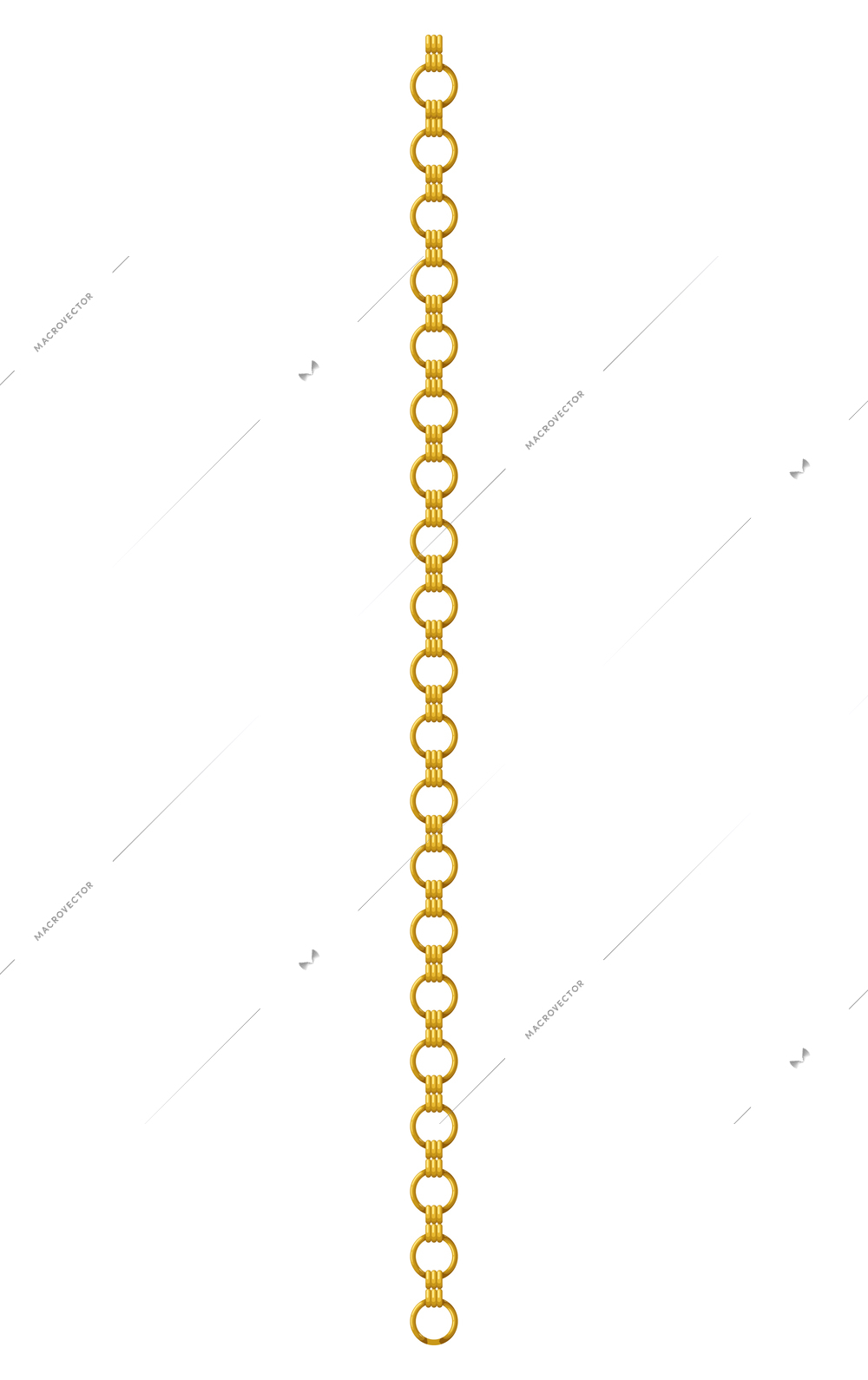 Vertical golden chain accessory with rings realistic vector illustration