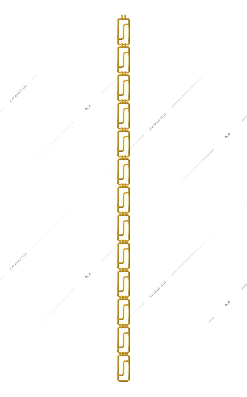 Realistic geometric golden chain belt on white background vector illustration
