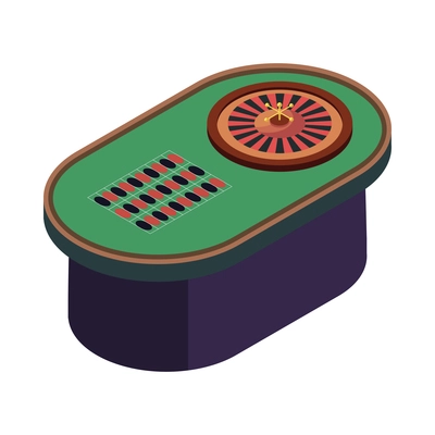 Isometric casino interior with table for roulette 3d vector illustration