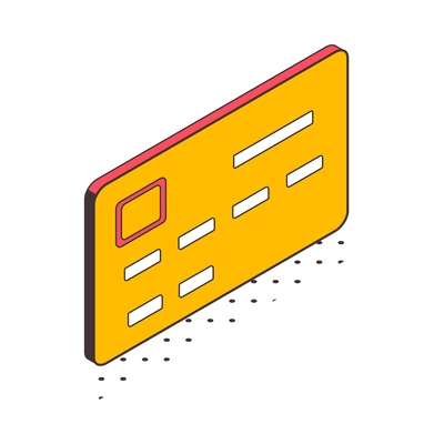 Isometric cyber security online payment protection icon with yellow credit card 3d vector illustration