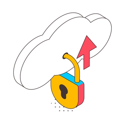 Isometric cyber security cloud data protection concept icon 3d vector illustration