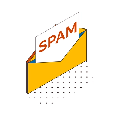 Isometric cyber security icon with spam email 3d vector illustration