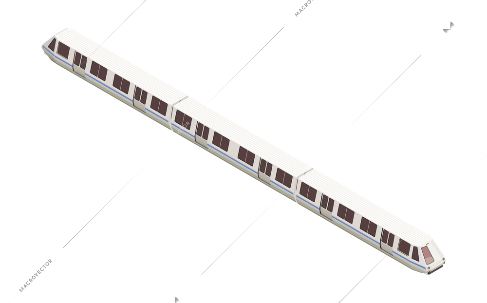 Isometric white speed passenger train 3d vector illustration