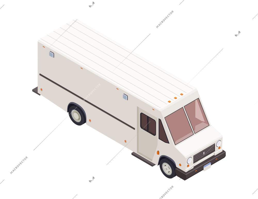 Isometric cargo van on white background 3d vector illustration