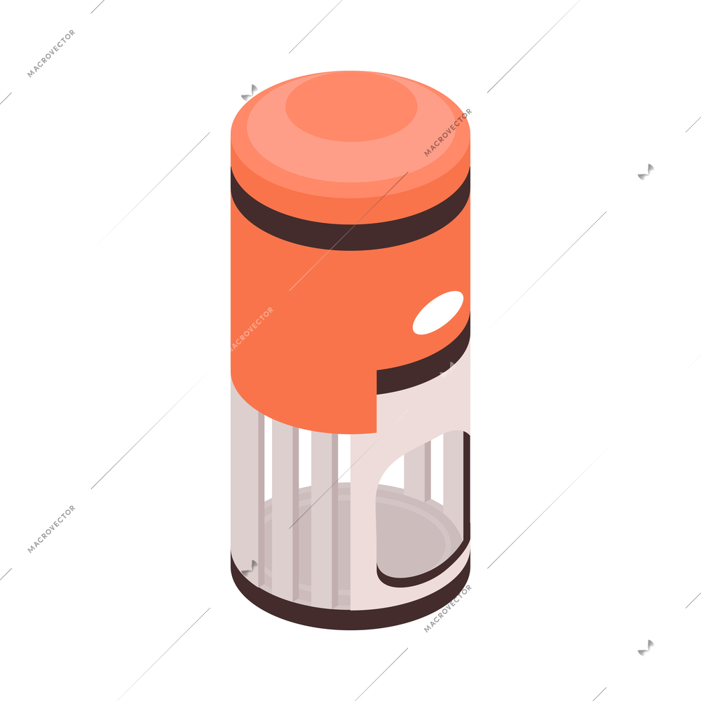 Isometric icon of round automatic stamp on white background 3d vector illustration